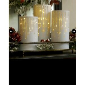 Set of 3 Illuminated Starry Night Hurricanes by Valerie, WHITE H260025